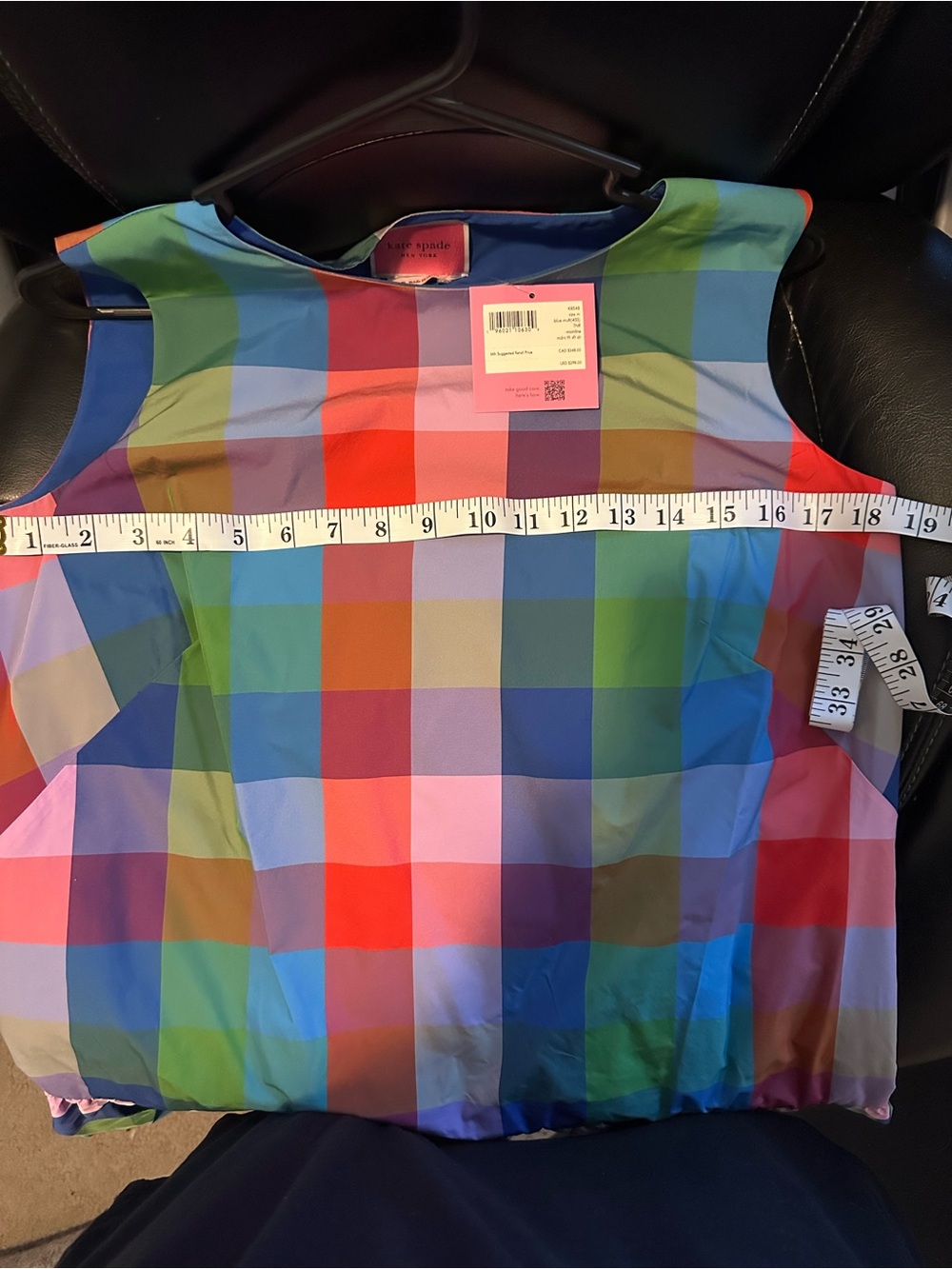 ♠️NWT♠️ kate spade Madras Taffeta Shift Mini Dress, Multicolor Fit-and-Flare - Picture 9 of 10